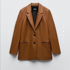 Brown faux leather jacket/blazer from Zara